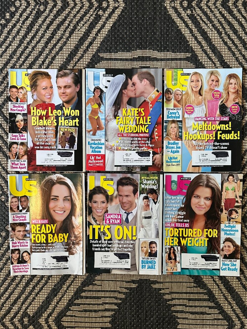 Vintage Lot of 6 US Weekly Magazines 2011 Celebrity Gossip Fashion Party Life